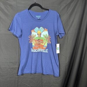 Margaritaville Pickleball T-shirt Womans Sz S Blue Graphic Fins Up Paddles Up